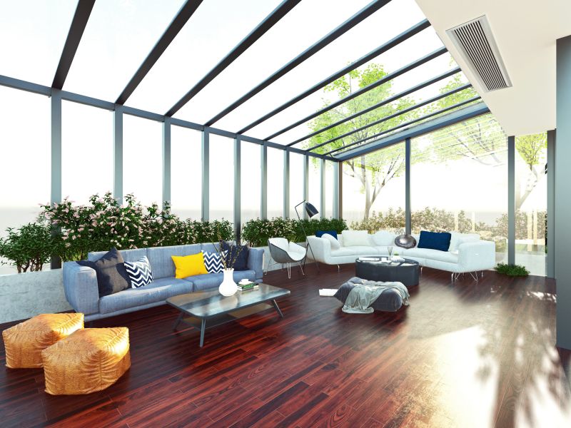 Sunroom with scenic background
